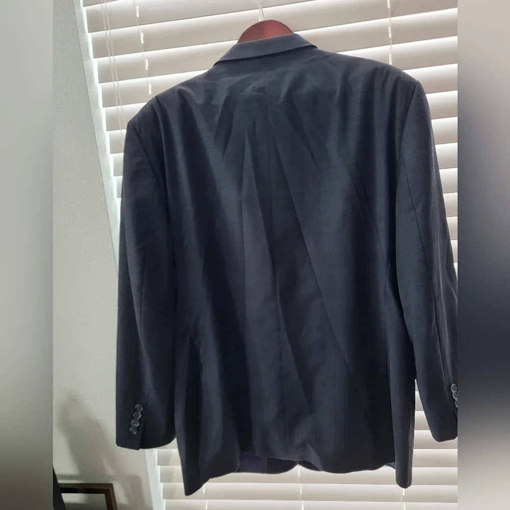 XL Jack Vistor Men's Navy blue plaid Wool Suit/ Blazer..